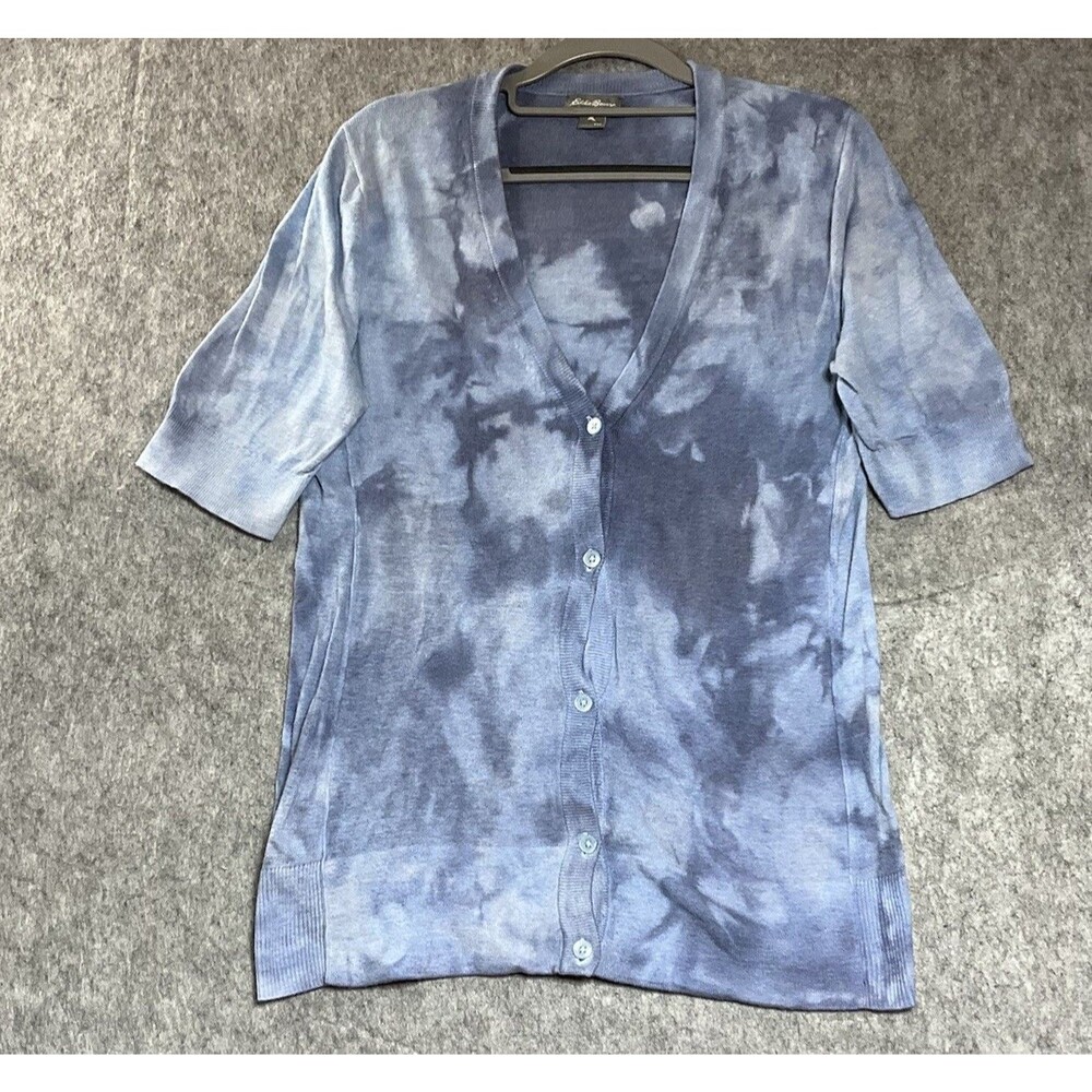 Custom Sweater Womens MT Blue V Neck Hand Dyed Wearable Art Upcycle Handcrafted